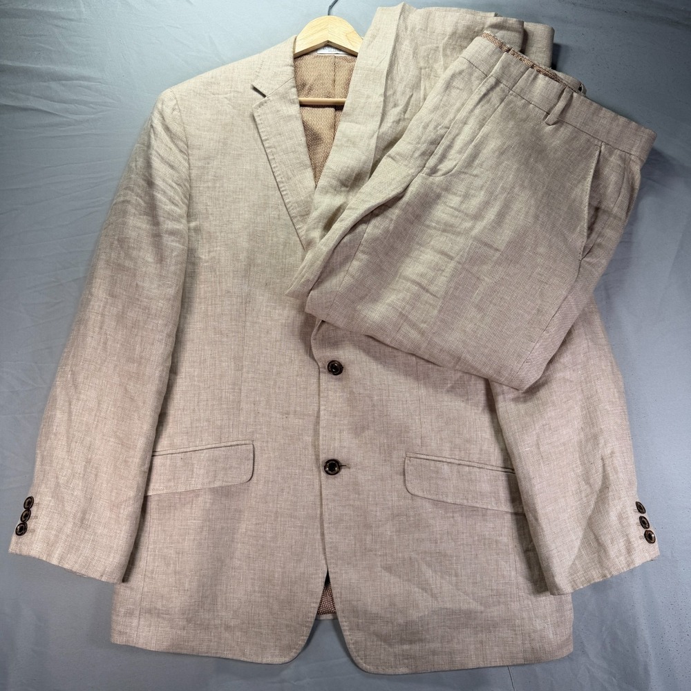 Baird McNutt Murano Linen Suit Blazer Jacket Large Trousers 36x28 Classic Fit